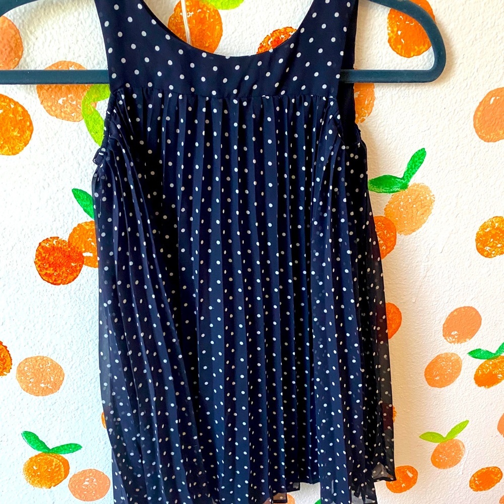 GAP kids pleated navy SUNDRESS w/ tiny polka dots!